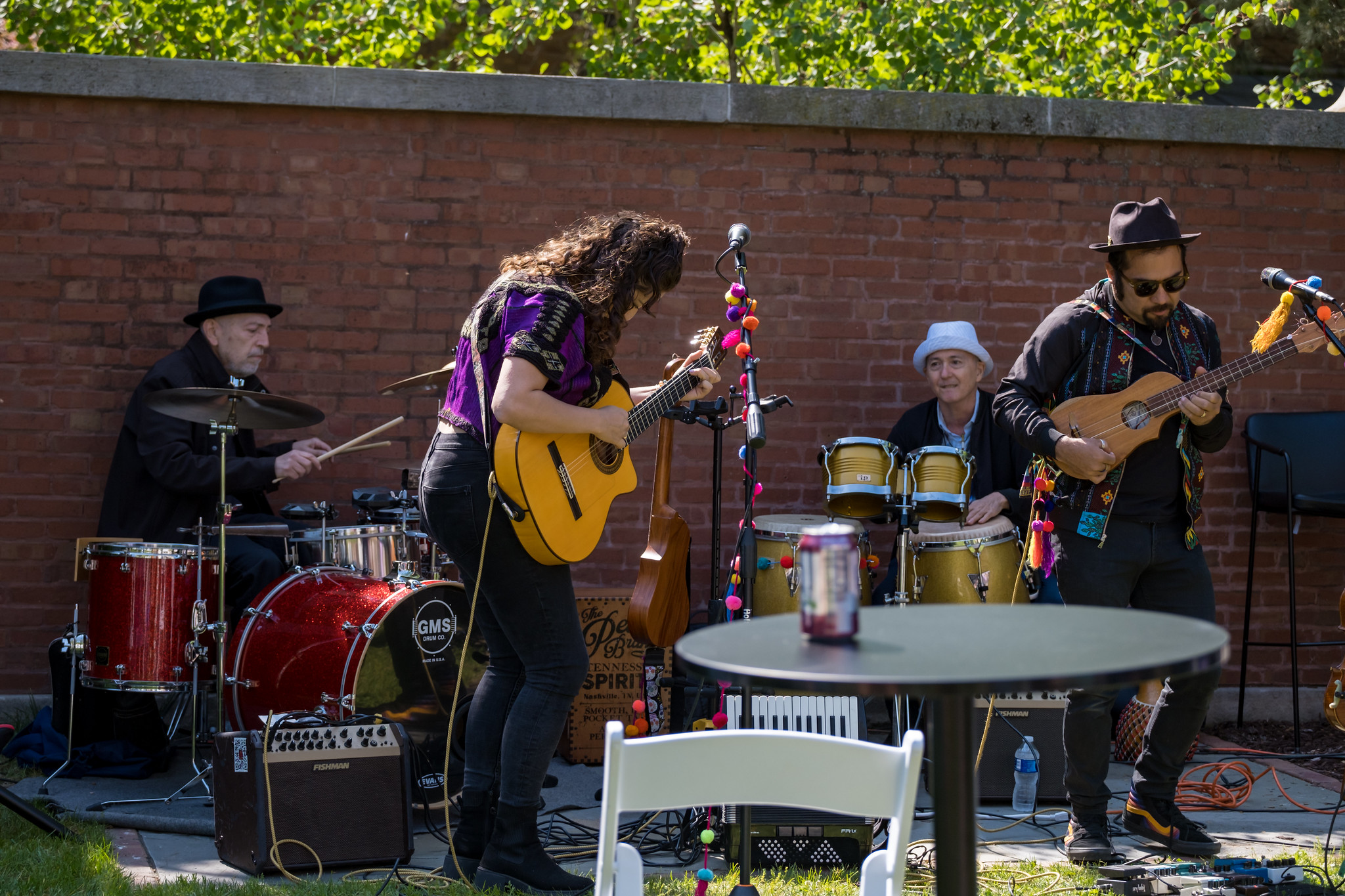 A band playing outdoors.